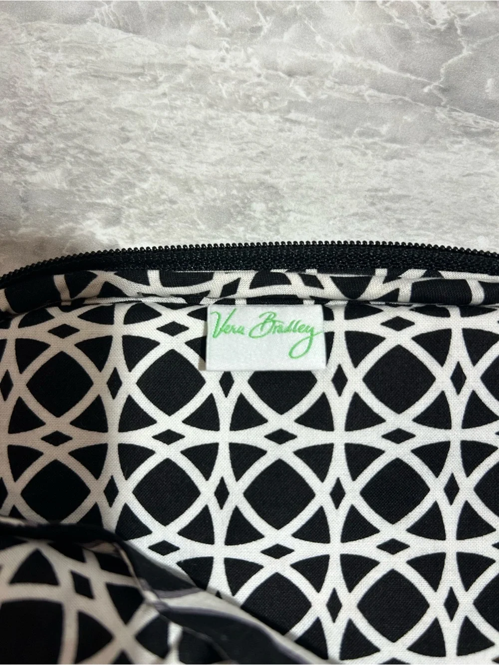 Vera Bradley Black and White Quilted Floral Cosmetic Pouch -BG2